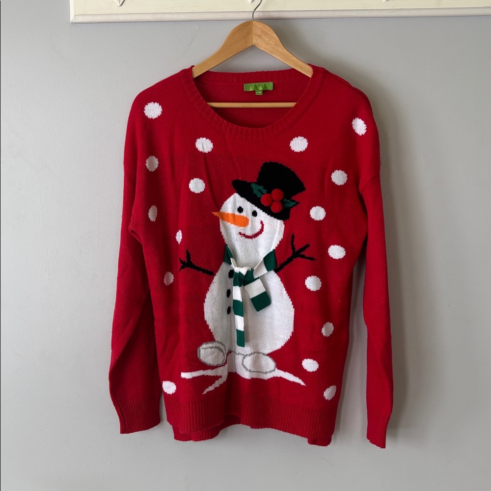 Red Knit Sweater Size Large Cozy Holiday Ugly Christmas Party Sweater